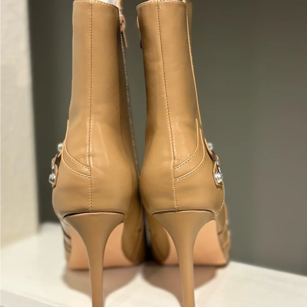 Coutgo Womens Sz 10 Khaki High Heel Ankle Boots Worn Two Times - Picture 7 of 10